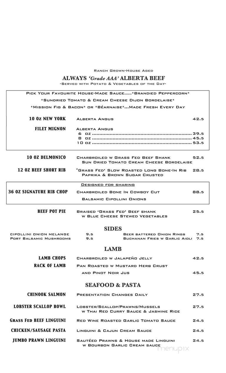 Buchanan's Restaurant - Calgary, AB menu_pic