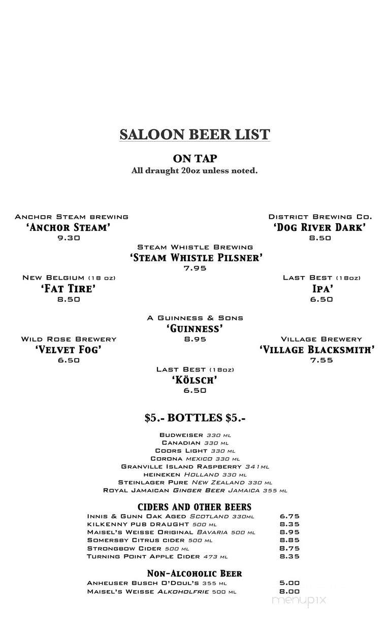 Buchanan's Restaurant - Calgary, AB menu_pic