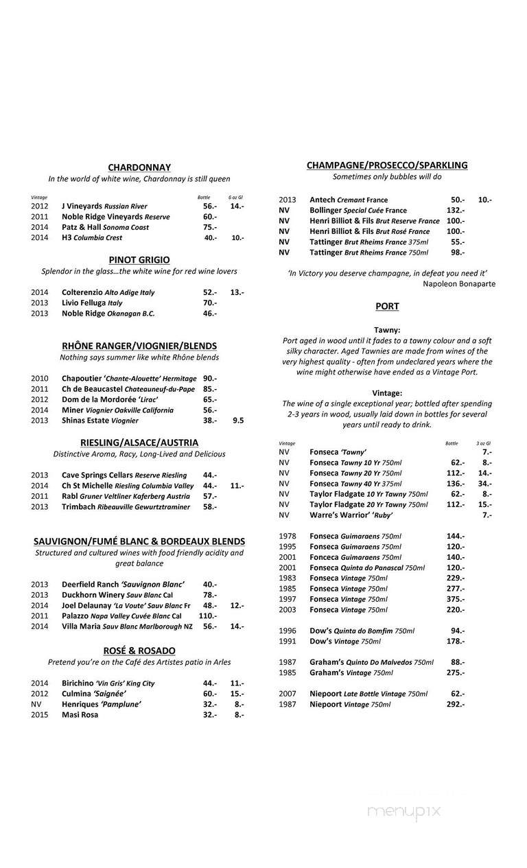 Buchanan's Restaurant - Calgary, AB menu_pic