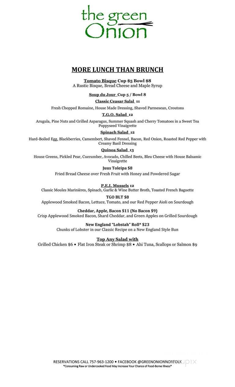 Green Onion - Toronto, ON menu_pic