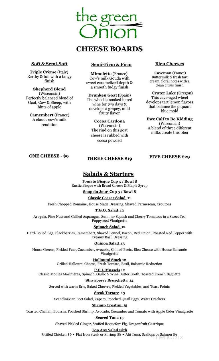 Green Onion - Toronto, ON menu_pic
