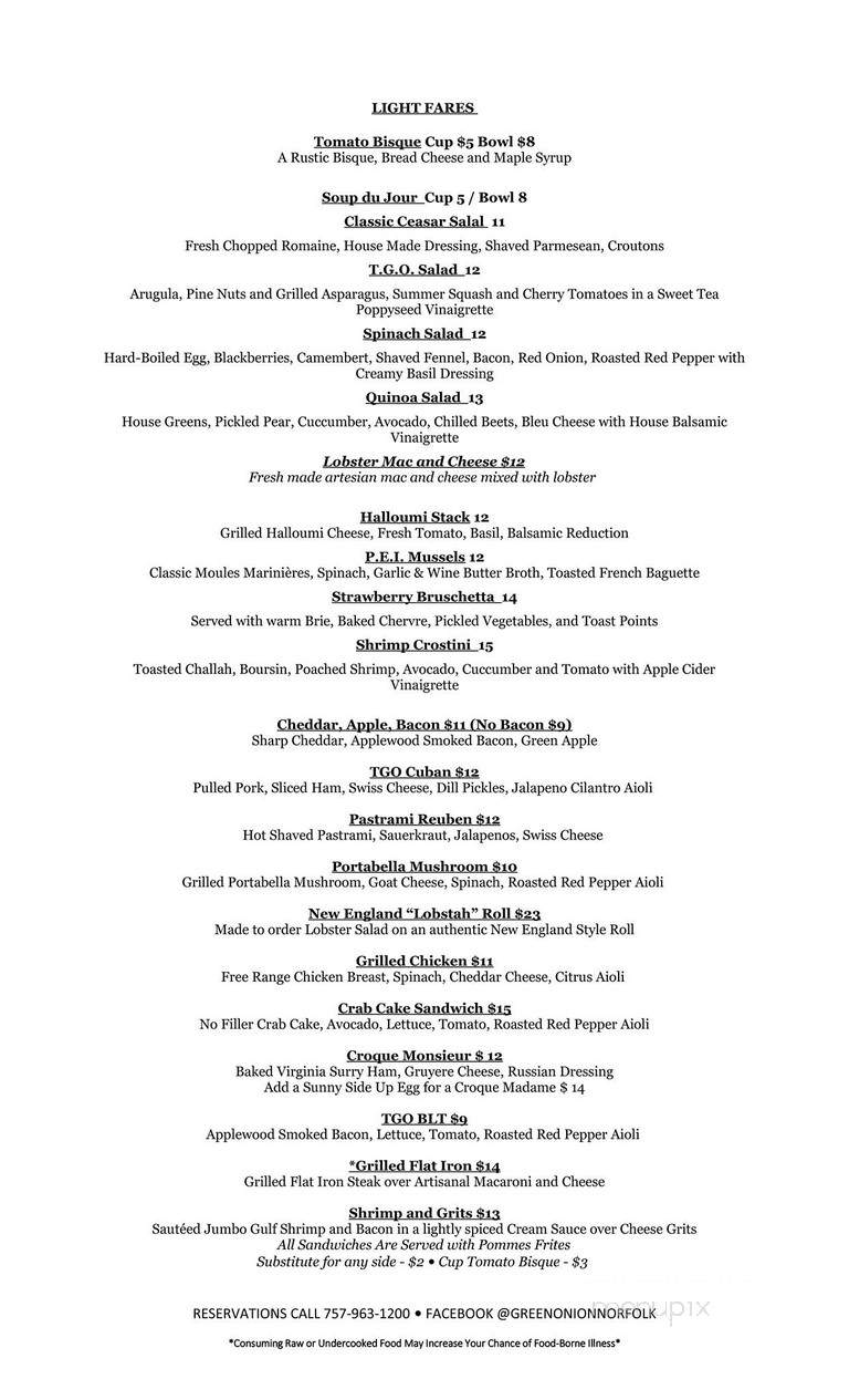 Green Onion - Toronto, ON menu_pic