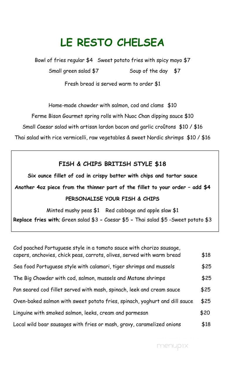 Resto Le Ronfleur - Gatineau, QC menu_pic