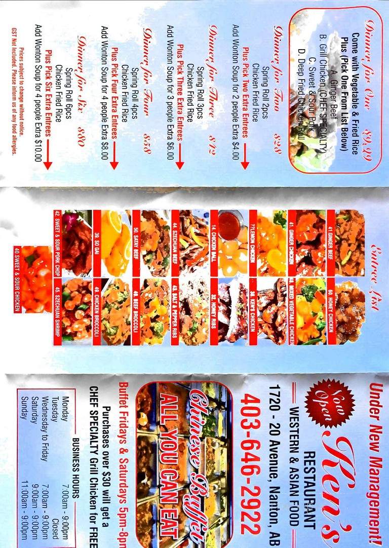 Ken's Restaurant - Nanton, AB menu_pic
