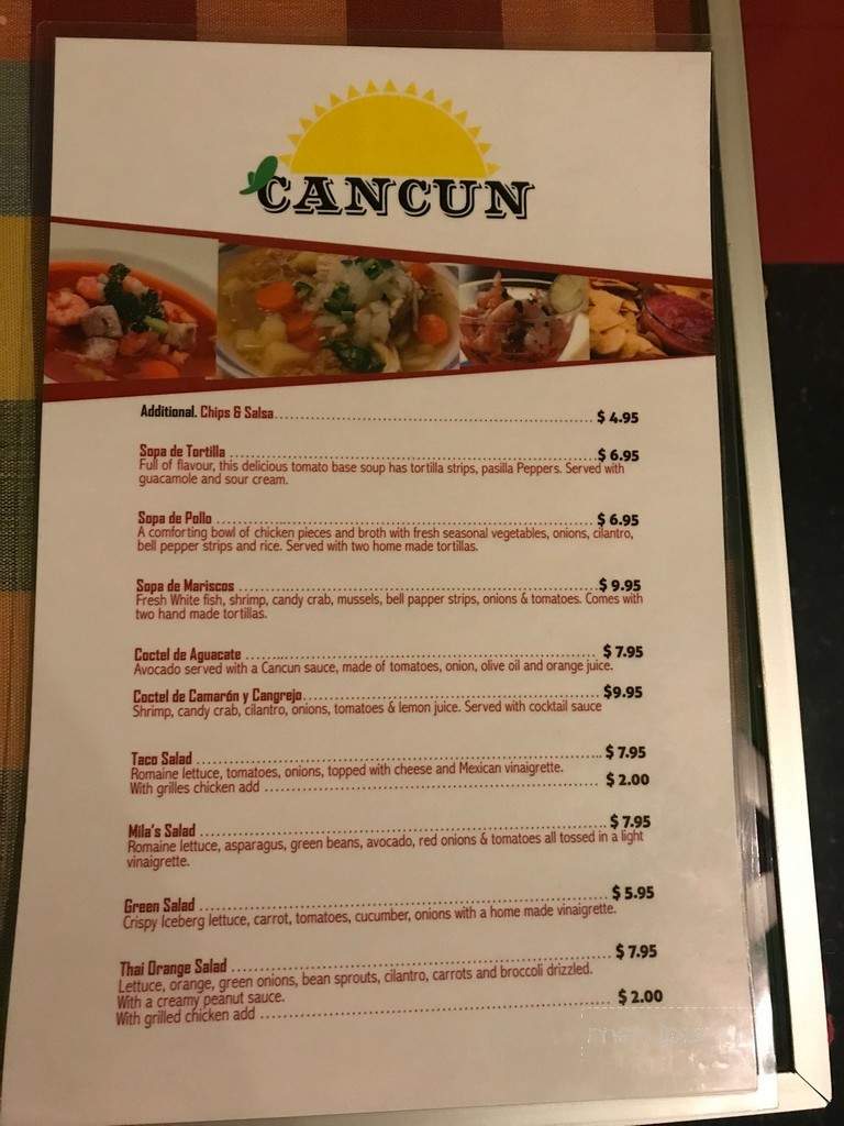 Cancun Mexican International Restaurant - Cranbrook, BC menu_pic
