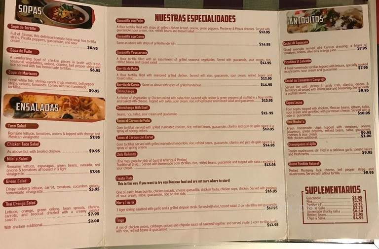 Cancun Mexican International Restaurant - Cranbrook, BC menu_pic