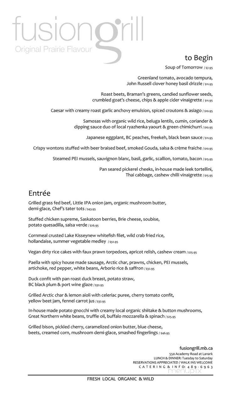 Fusion Grill - Winnipeg, MB menu_pic
