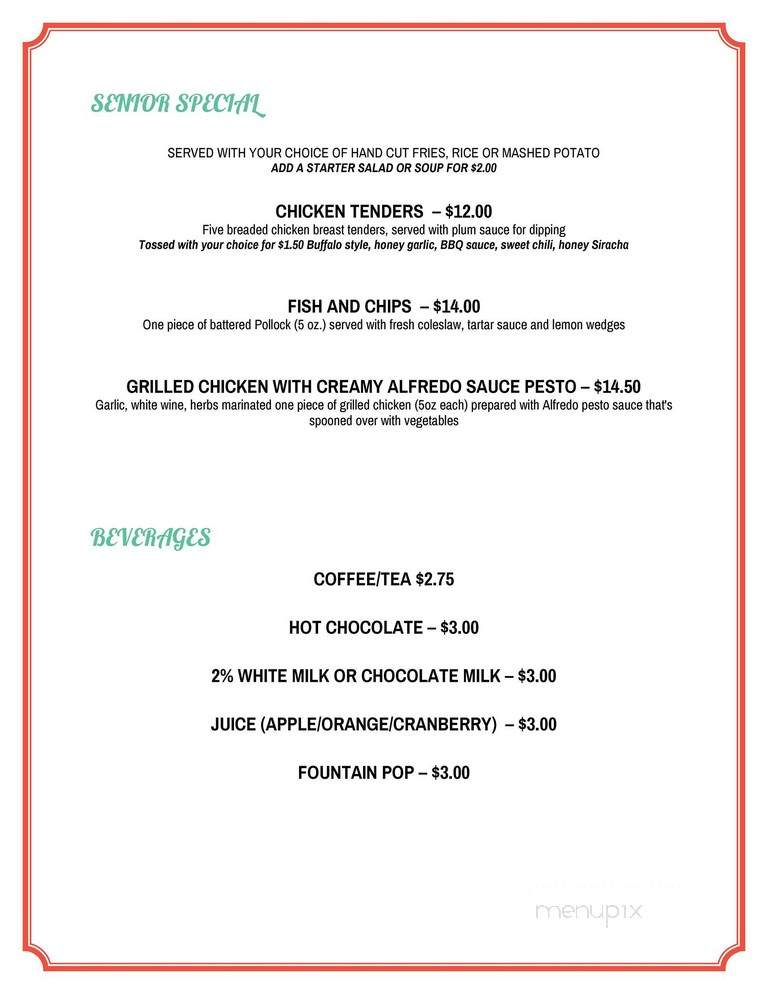 Sands Restaurant - Edmonton, AB menu_pic