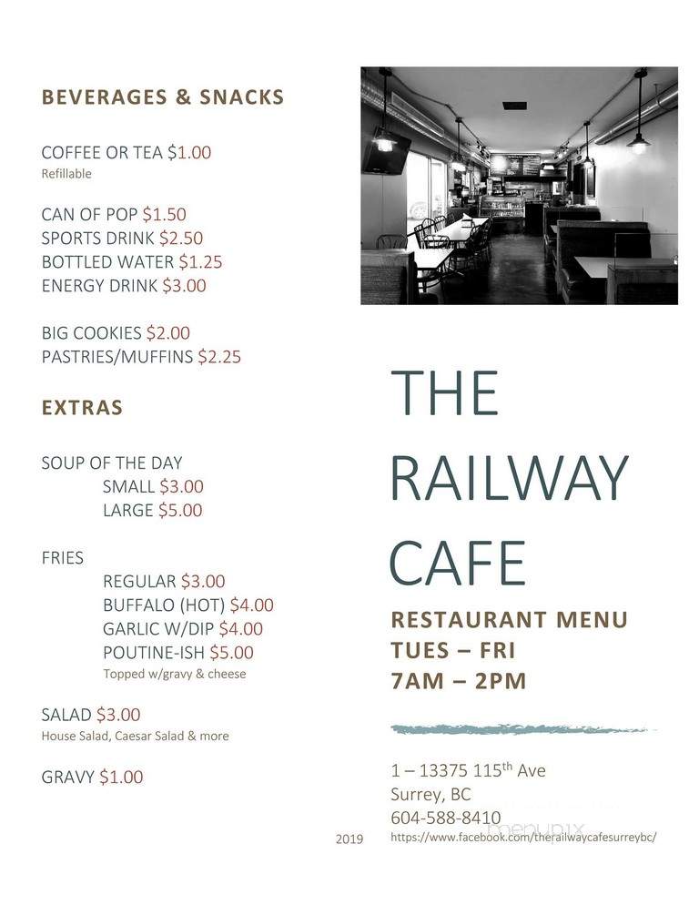 The Railway Cafe - Surrey, BC menu_pic