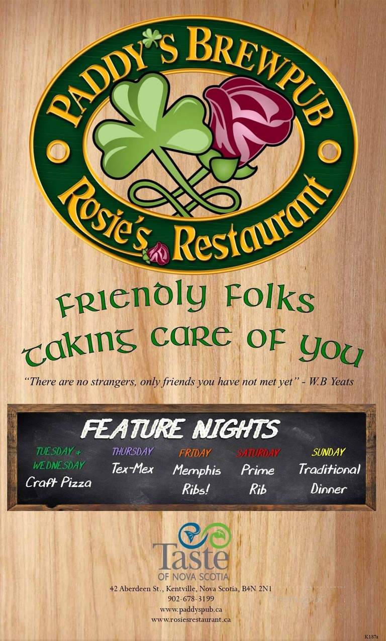 Rosie's Restaurant & Paddy's Brewpub - Kentville, NS
