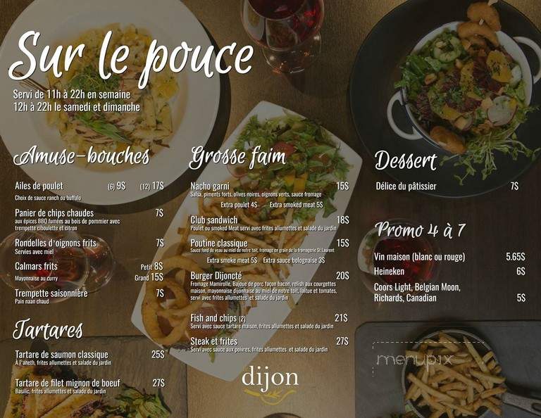 Restaurant Bistro Le Dijon - Quebec, QC menu_pic
