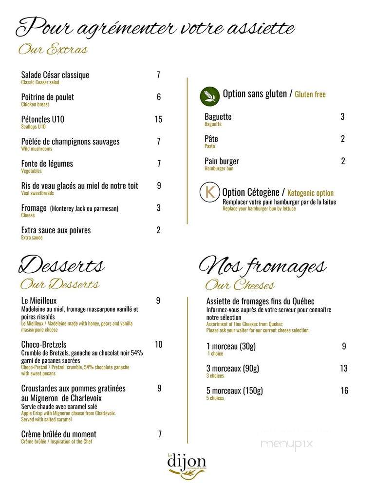 Restaurant Bistro Le Dijon - Quebec, QC menu_pic