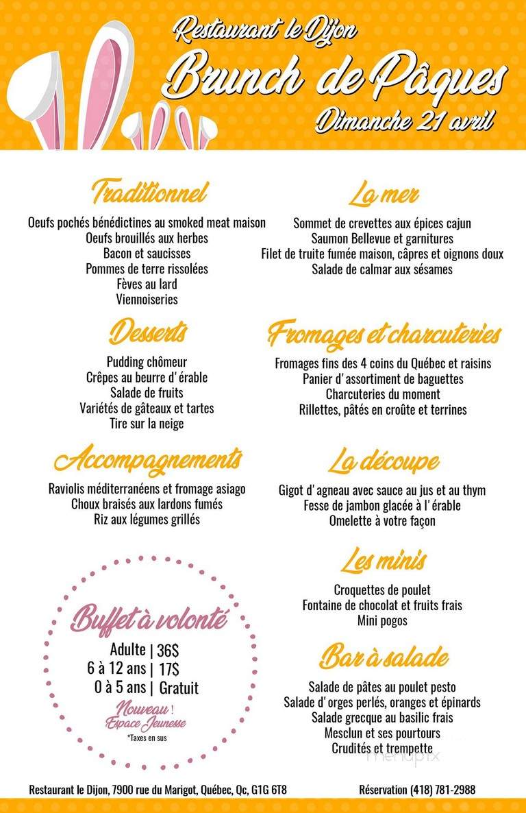 Restaurant Bistro Le Dijon - Quebec, QC menu_pic