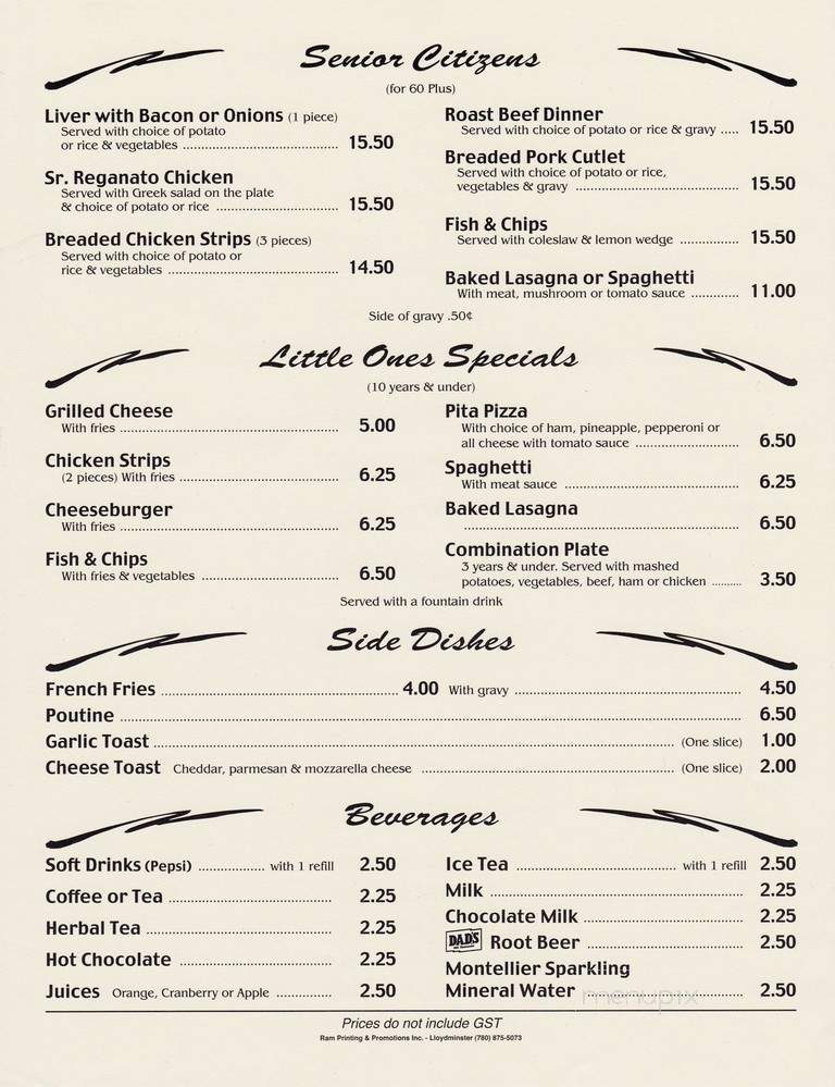 Mr. Bill's Family Restaurant - Lloydminster, AB menu_pic