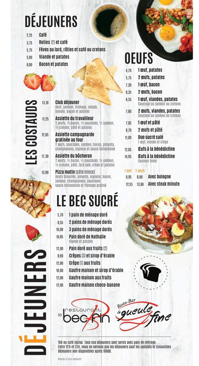Restaurant Pizza Le Bec Fin - Saint-Georges, QC menu_pic