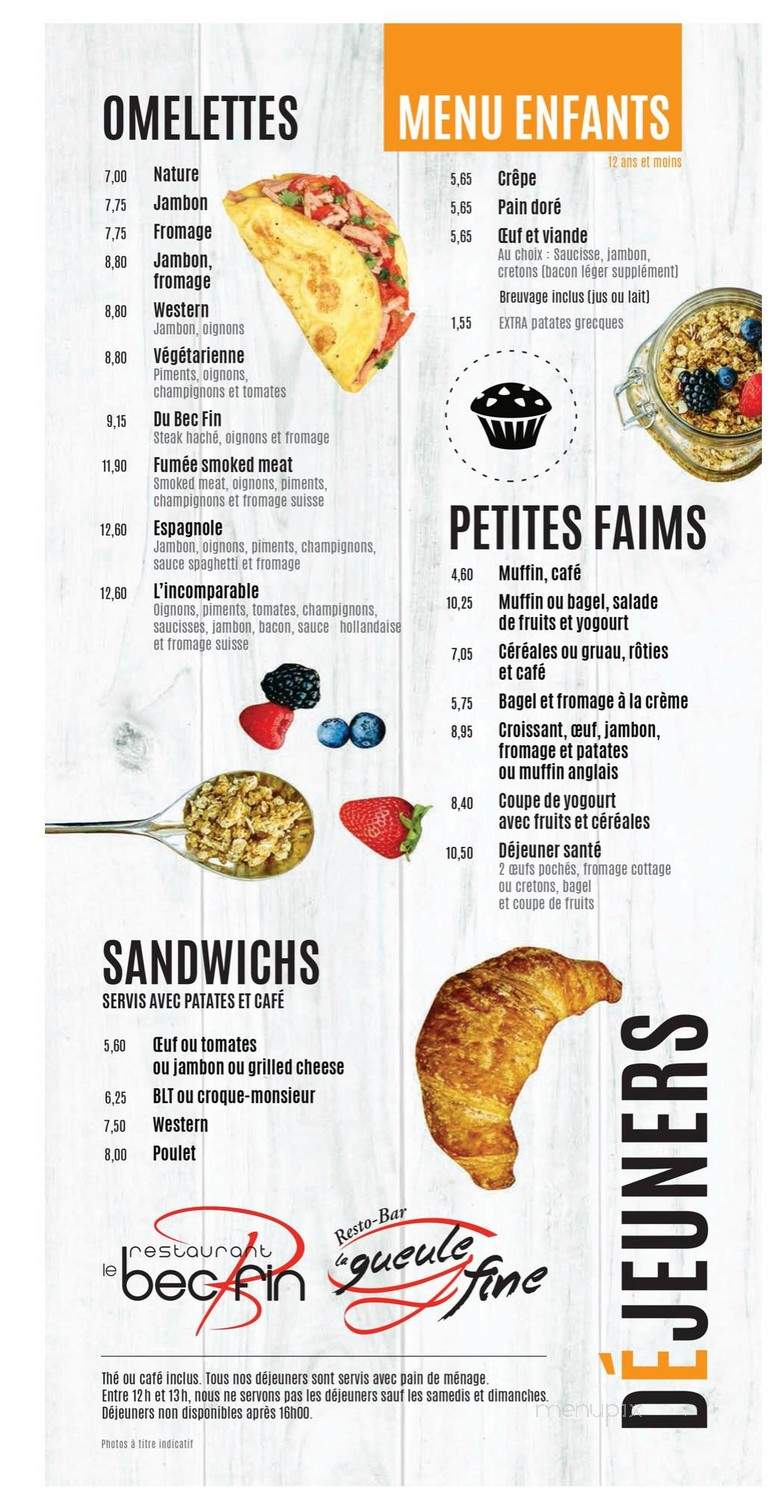 Restaurant Pizza Le Bec Fin - Saint-Georges, QC menu_pic