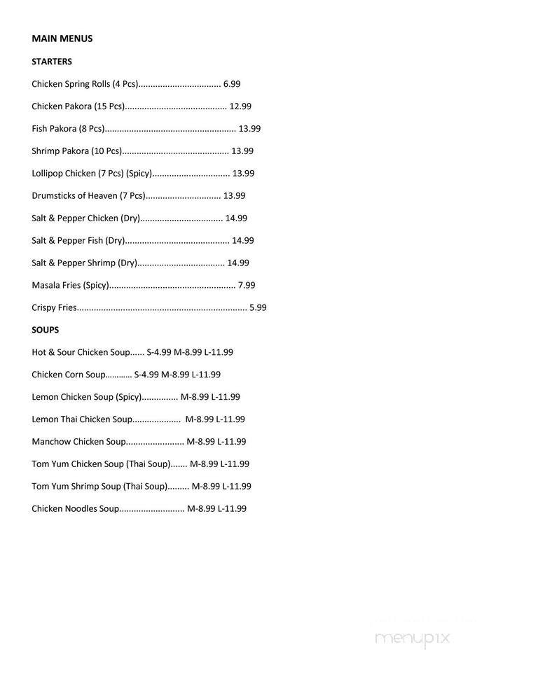 Sahara & Salt & Pepper Restaurants - Mississauga, ON menu_pic