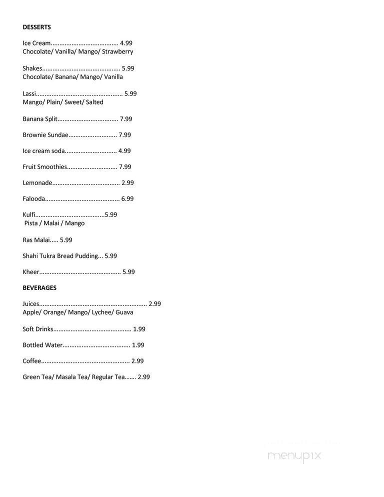 Sahara & Salt & Pepper Restaurants - Mississauga, ON menu_pic