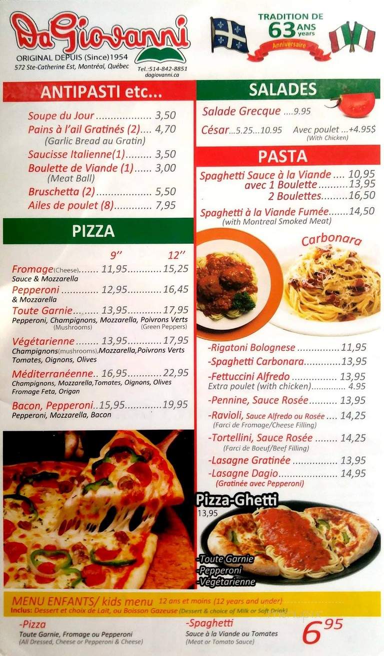 Da Giovanni - Montreal, QC menu_pic