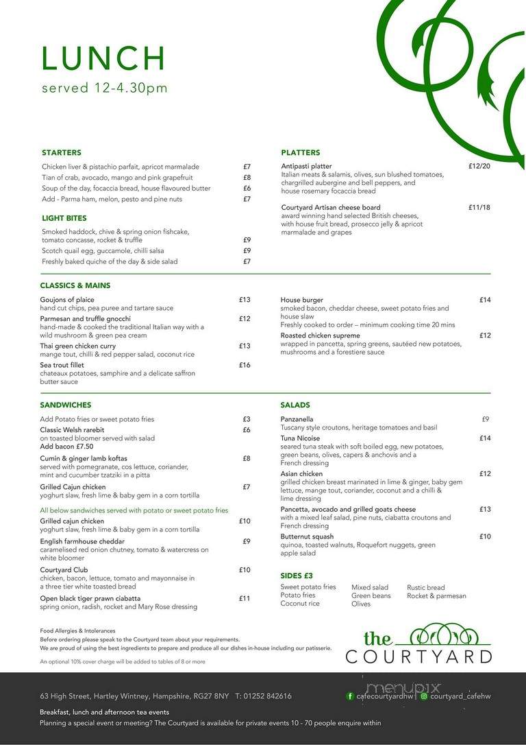 Courtyard Cafe - Toronto, ON menu_pic