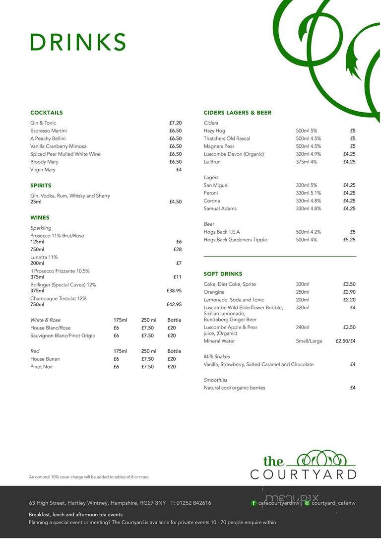 Courtyard Cafe - Toronto, ON menu_pic