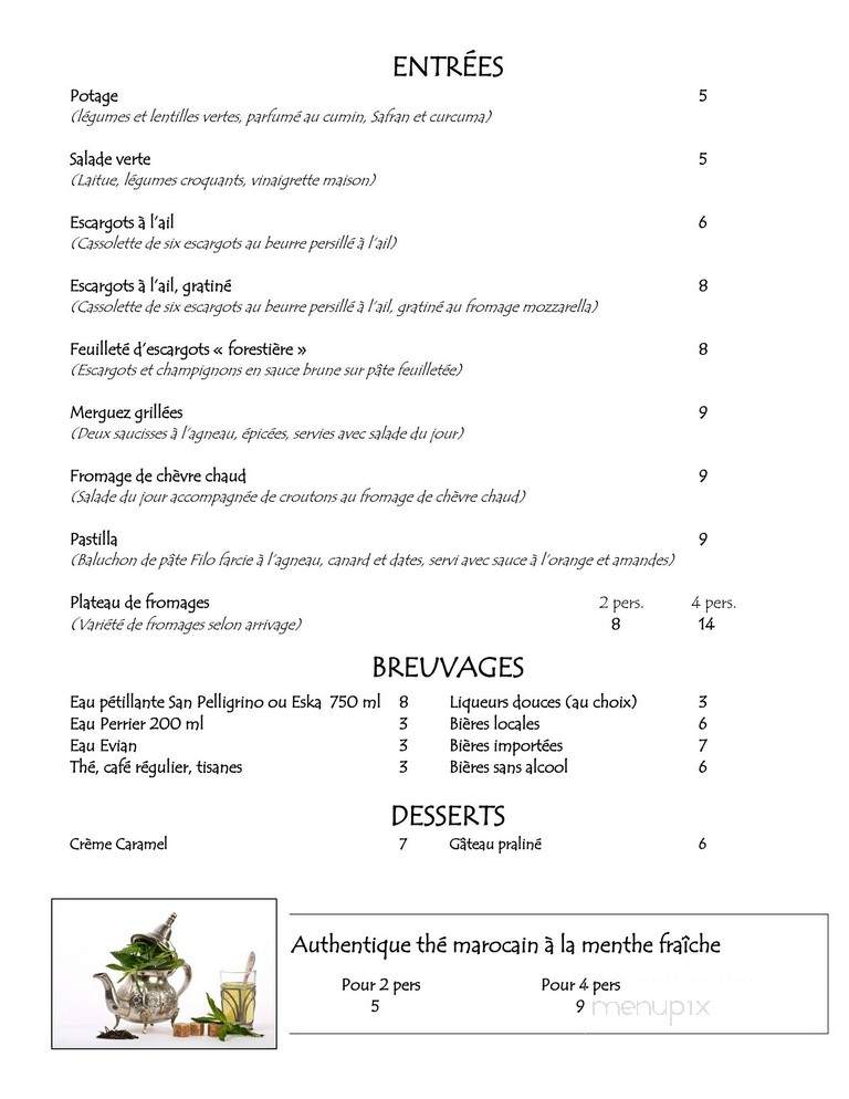 Casablanca Francais Italien Marocain - Saint-Jerome, QC menu_pic