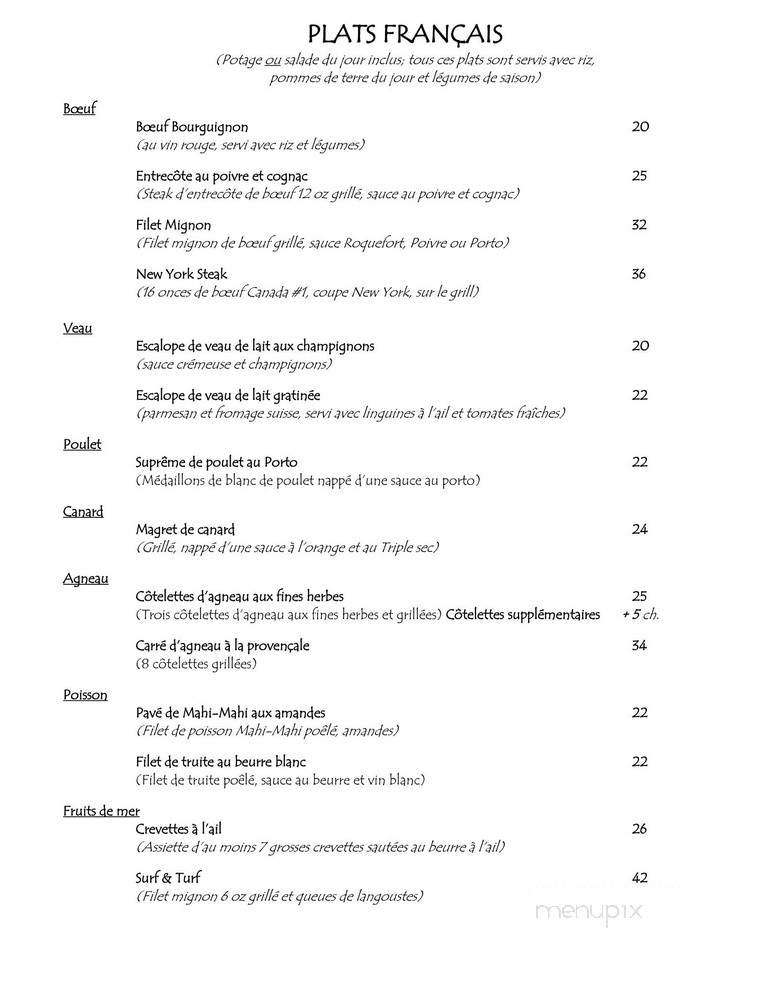 Casablanca Francais Italien Marocain - Saint-Jerome, QC menu_pic