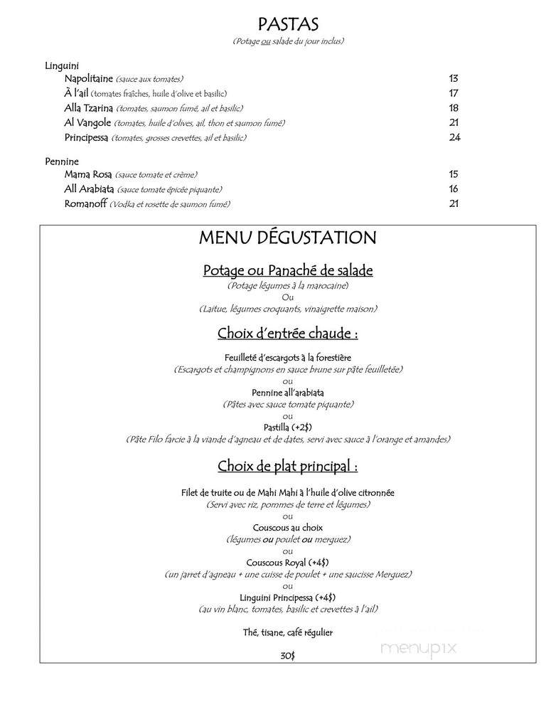 Casablanca Francais Italien Marocain - Saint-Jerome, QC menu_pic