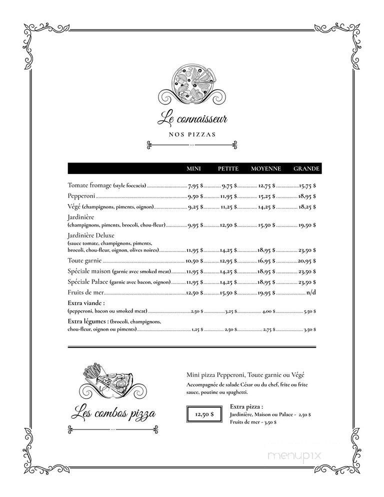 Restaurant Au Petit Palace - Sainte-Thecle, QC menu_pic