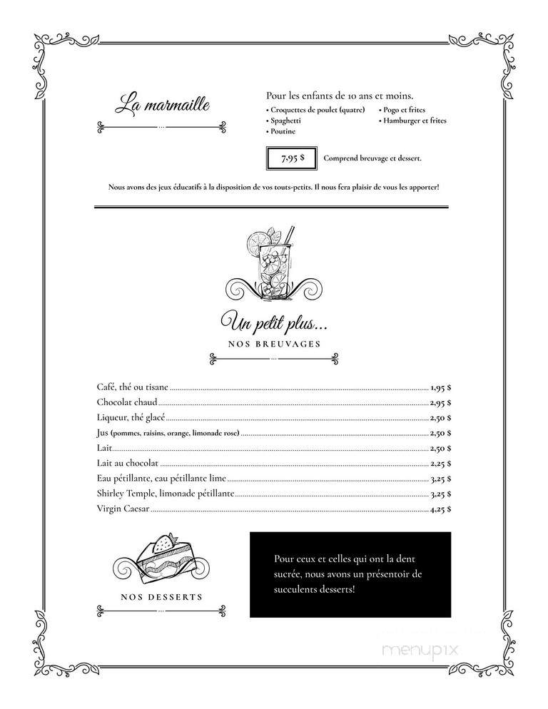 Restaurant Au Petit Palace - Sainte-Thecle, QC menu_pic