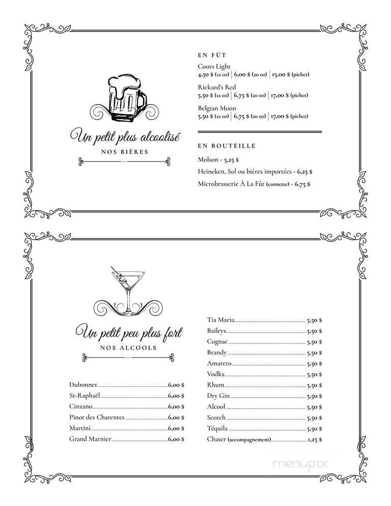 Restaurant Au Petit Palace - Sainte-Thecle, QC menu_pic