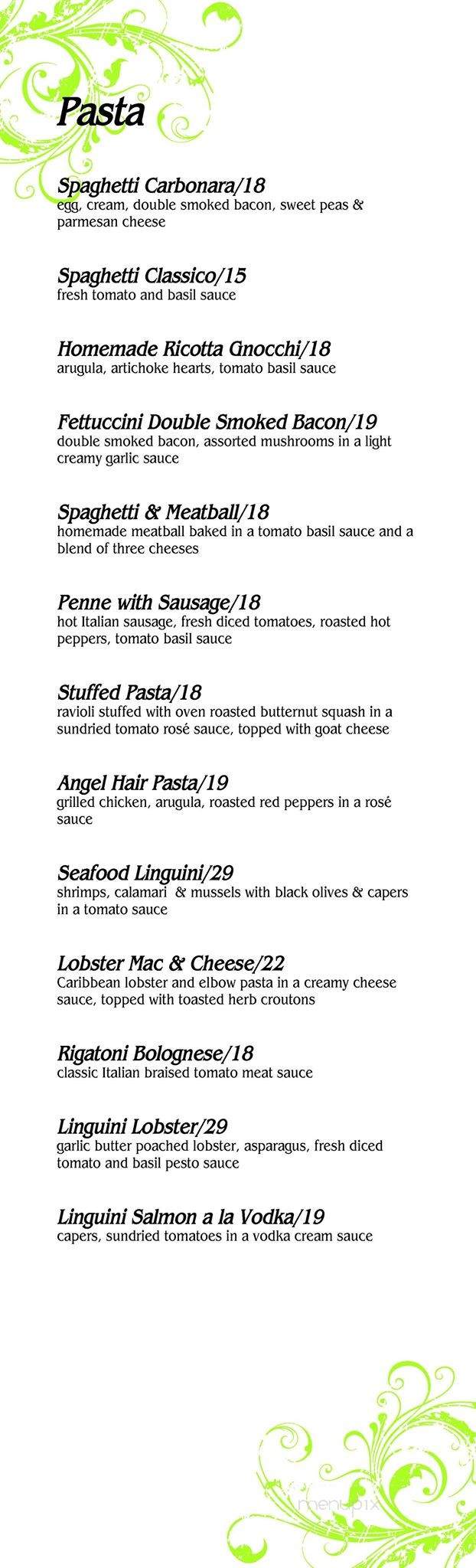Bella Notte Ristorante - Whitby, ON menu_pic