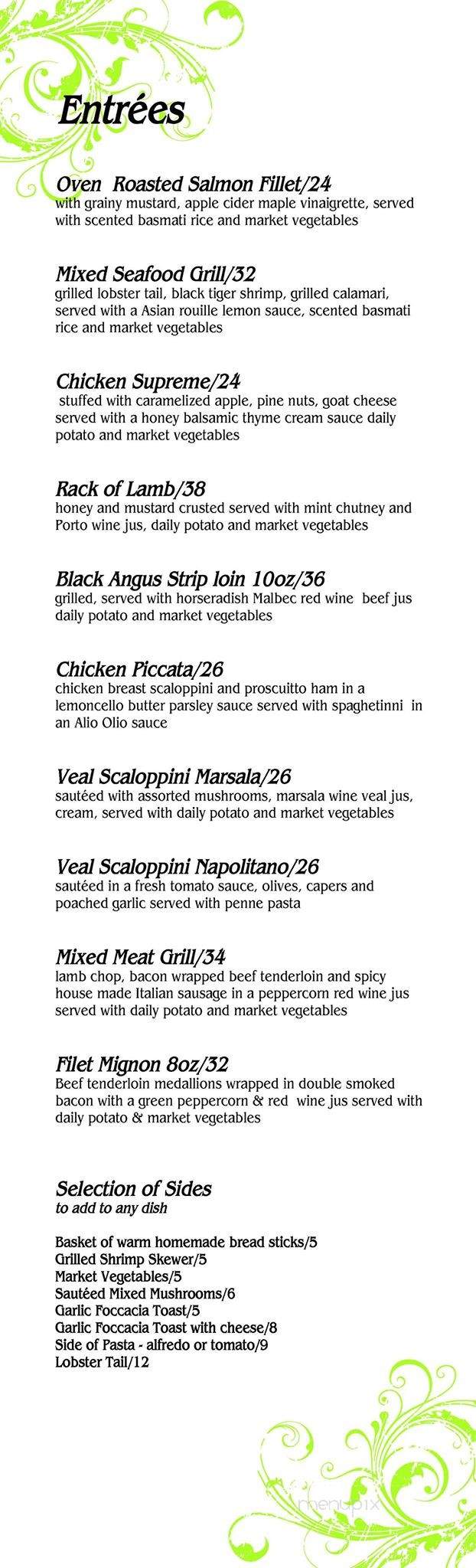 Bella Notte Ristorante - Whitby, ON menu_pic