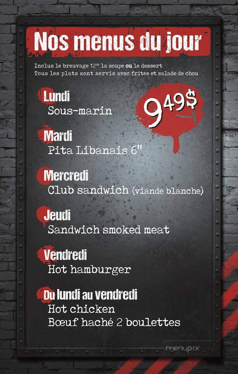 Cantine Le Rallye - Rimouski, QC menu_pic