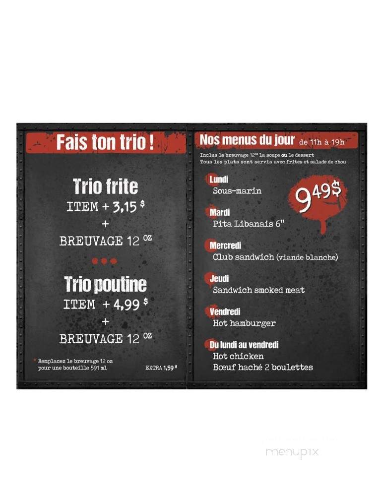 Cantine Le Rallye - Rimouski, QC menu_pic