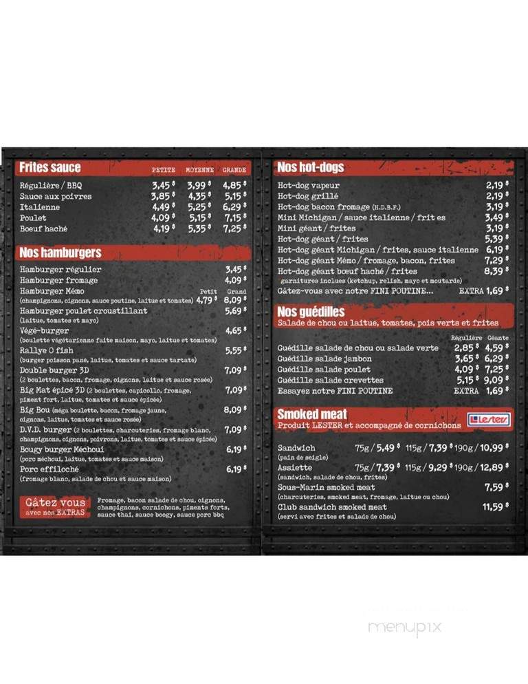 Cantine Le Rallye - Rimouski, QC menu_pic