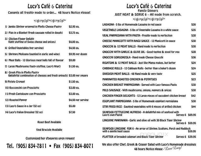 Lucy's Cafe & Catering - Port Colborne, ON menu_pic