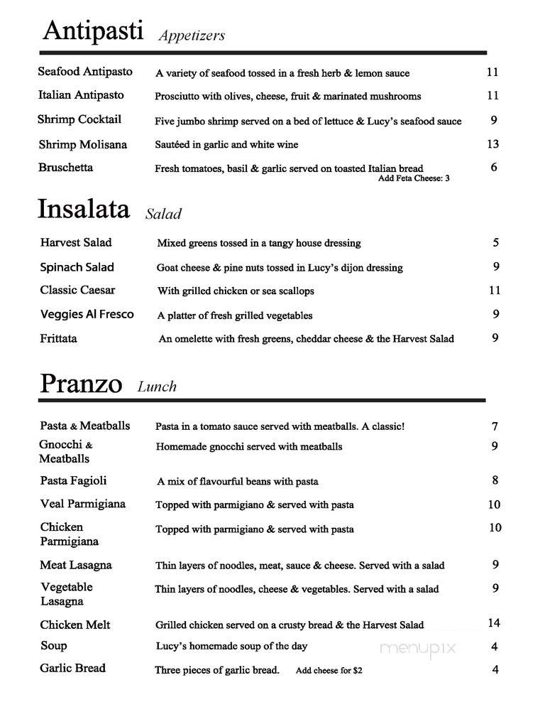 Lucy's Cafe & Catering - Port Colborne, ON menu_pic