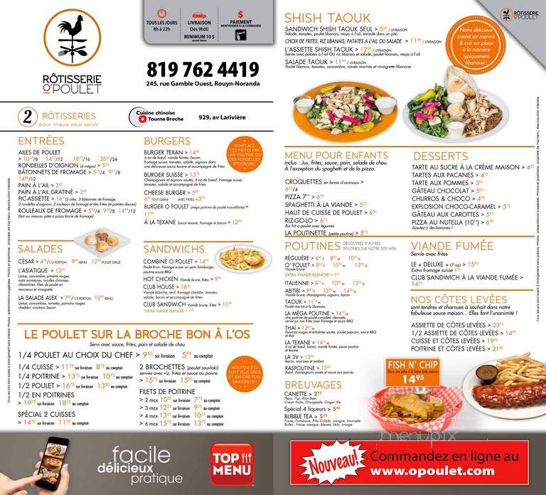 Rotisserie O Poulet - Rouyn-Noranda, QC menu_pic