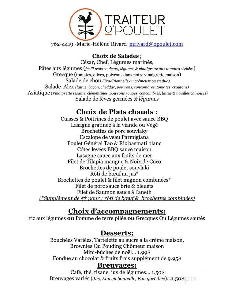 Rotisserie O Poulet - Rouyn-Noranda, QC menu_pic