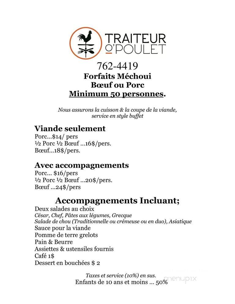 Rotisserie O Poulet - Rouyn-Noranda, QC menu_pic