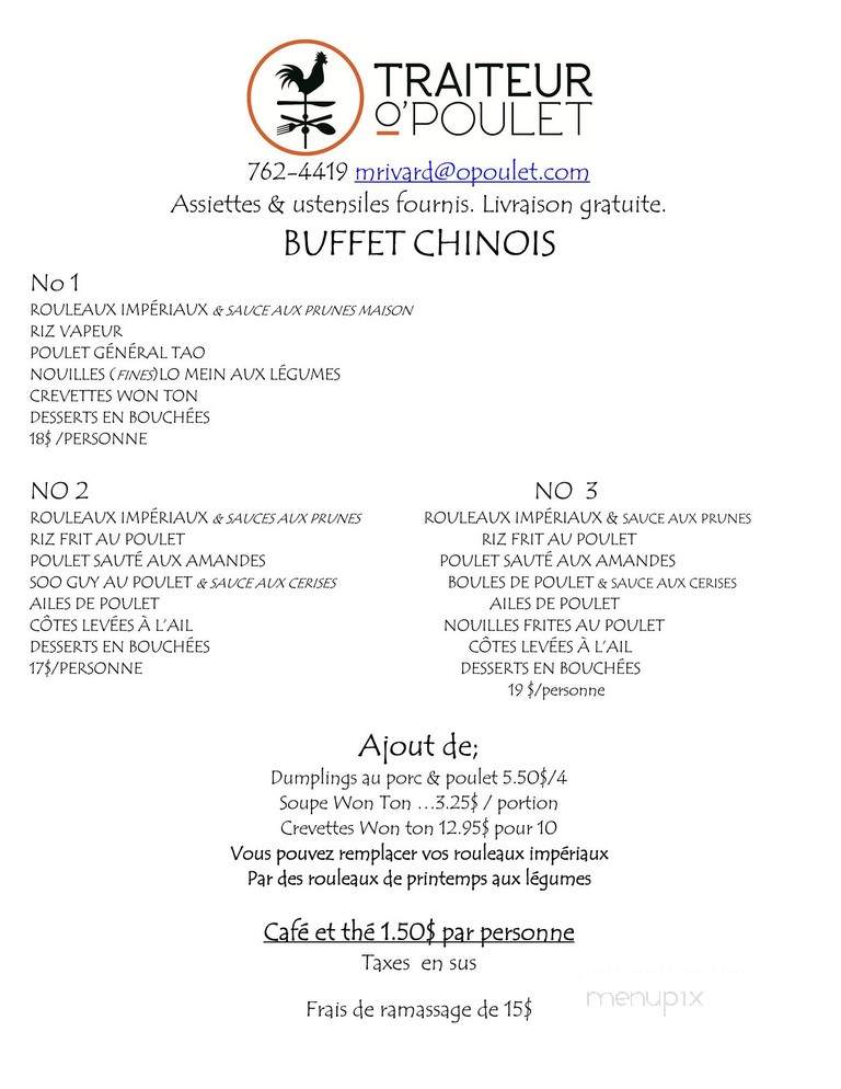 Rotisserie O Poulet - Rouyn-Noranda, QC menu_pic