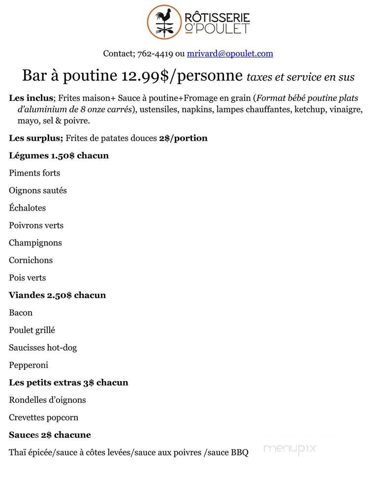 Rotisserie O Poulet - Rouyn-Noranda, QC menu_pic