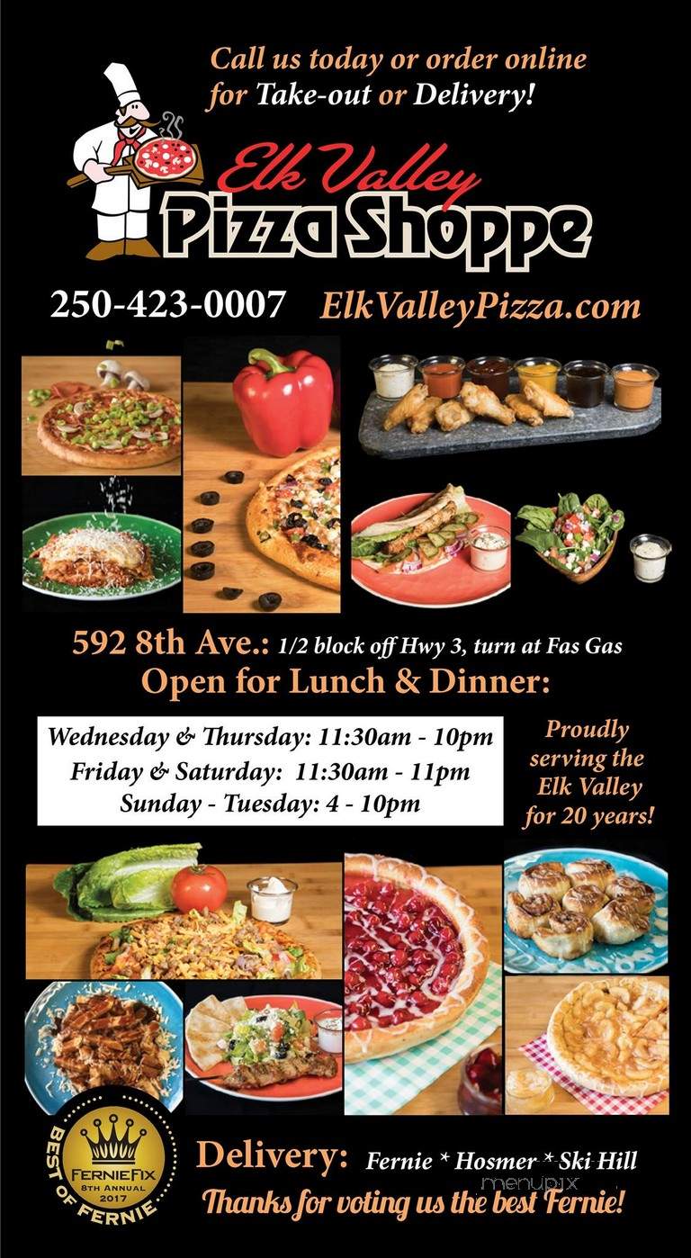 Elk Valley Pizza Shoppe - Fernie, BC menu_pic
