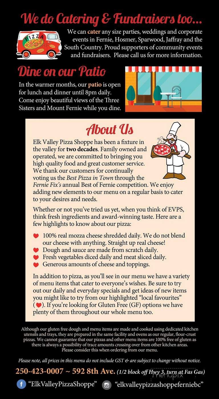 Elk Valley Pizza Shoppe - Fernie, BC menu_pic