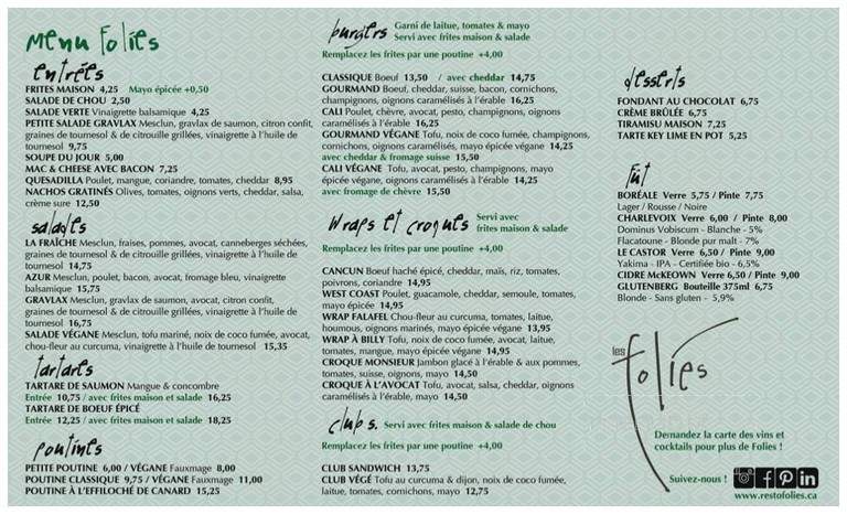 Folies de Montreal - Montreal, QC menu_pic