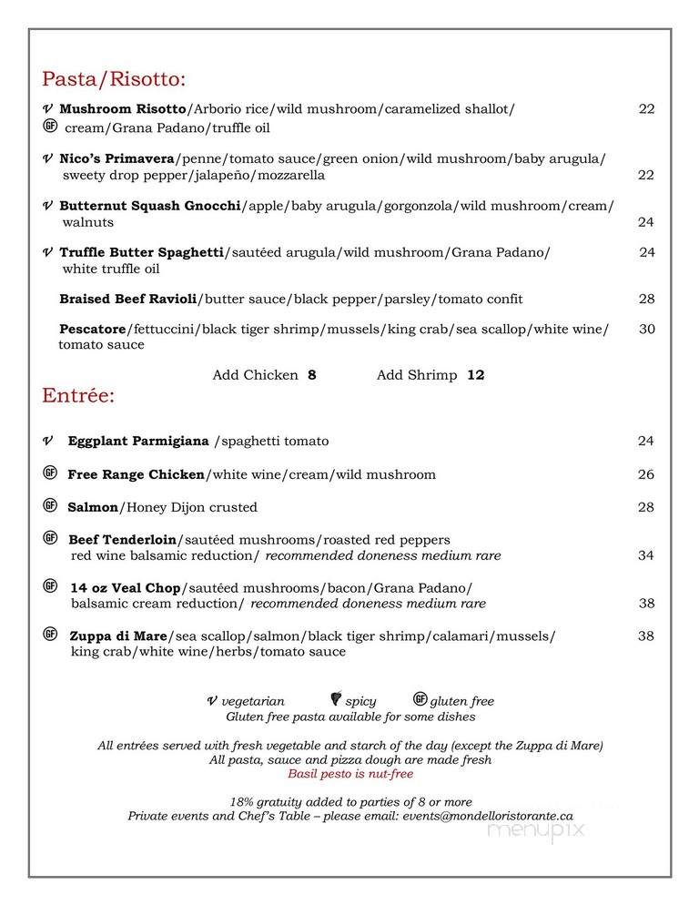 Mondello Ristorante - Mississauga, ON menu_pic