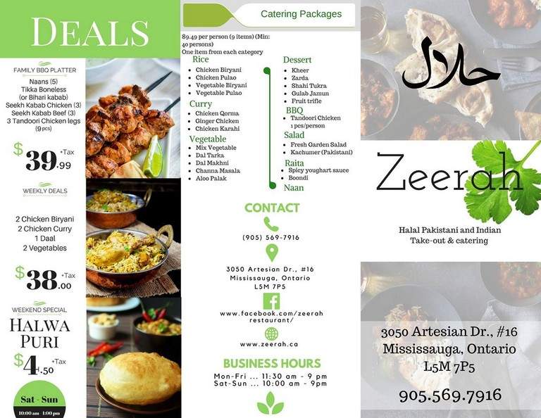 Zeerah - Mississauga, ON menu_pic