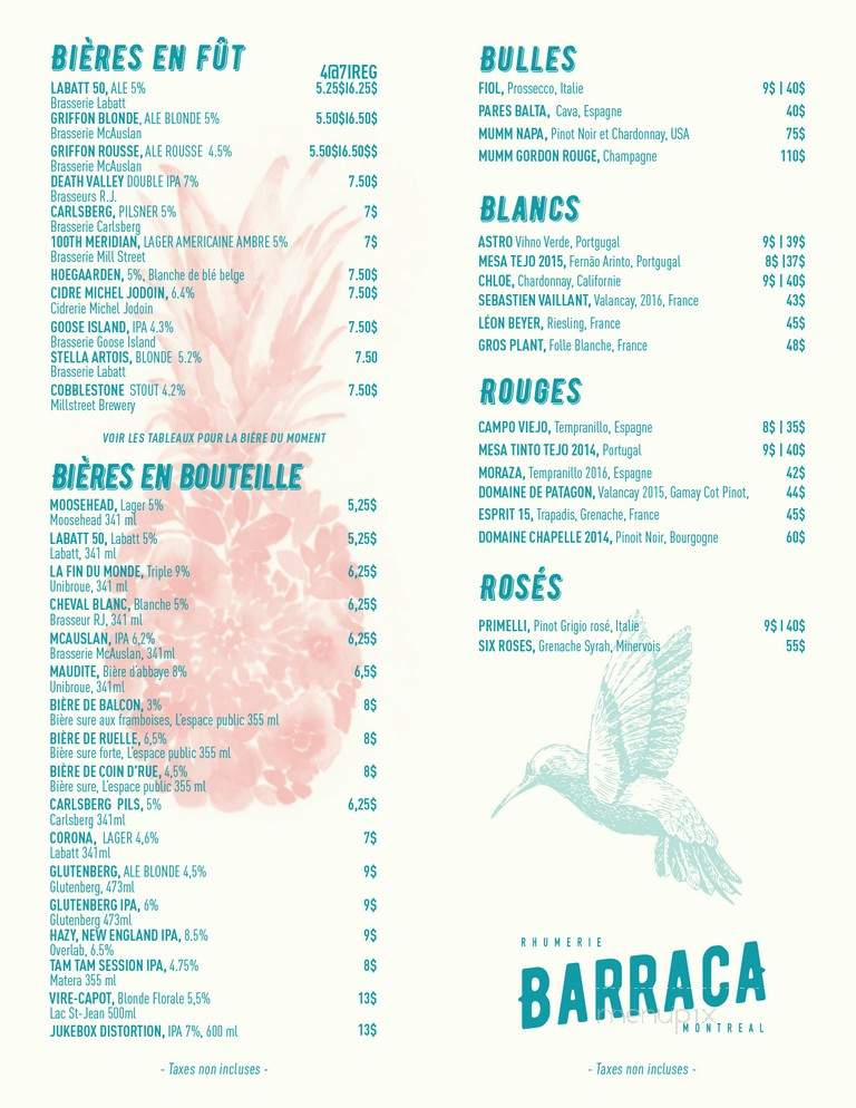 Barraca - Montreal, QC menu_pic