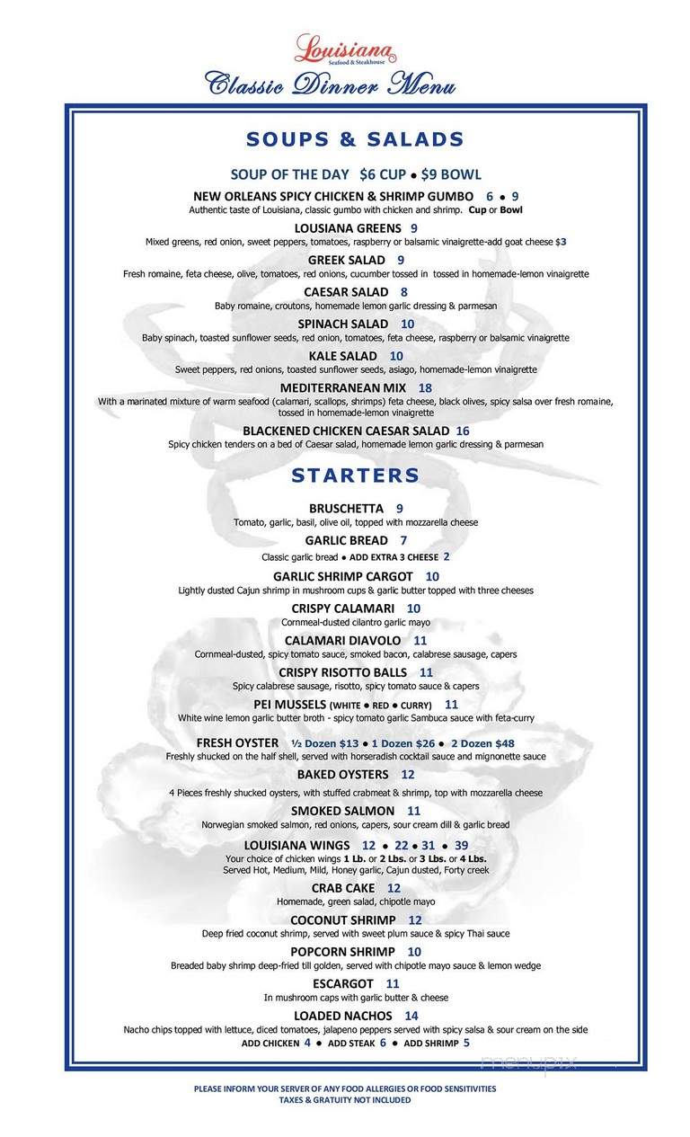 Louisiana Seafood Kitchen & Oyster Bar - Brampton, ON menu_pic
